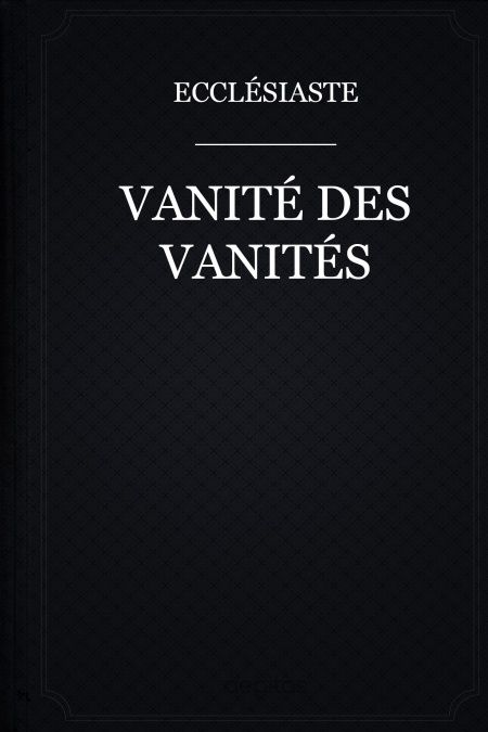 Vanité des vanités  - обложка