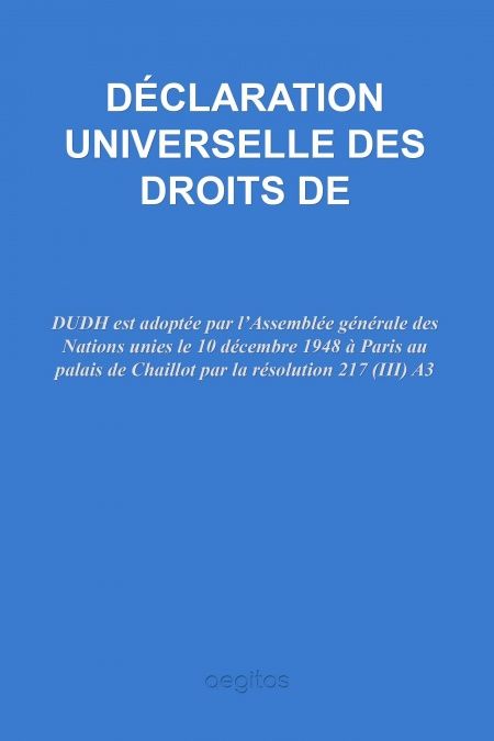 Déclaration universelle des droits de l'homme  - обложка
